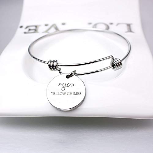 Yellow Chimes Bracelet for Women You are Powerful,Beautiful,Brilliant & Brave Fashionable Inspirational Message Steel Charm Bracelet for Girls and Women