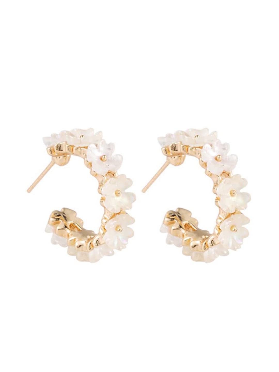 Yellow Chimes Earrings For Women Gold Tone Floral designed Crystal Studded Half Bali Clip On Hoop Earrings For Women and Girls