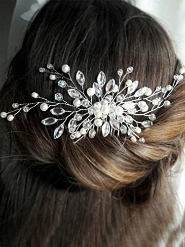 Kairangi Bridal Hair Vine for Women and Girls Bridal Hair Accessories for Wedding Comb Pin for Women Headband Hair Accessories Wedding Jewellery for Women Head band for Girls (Design 1)