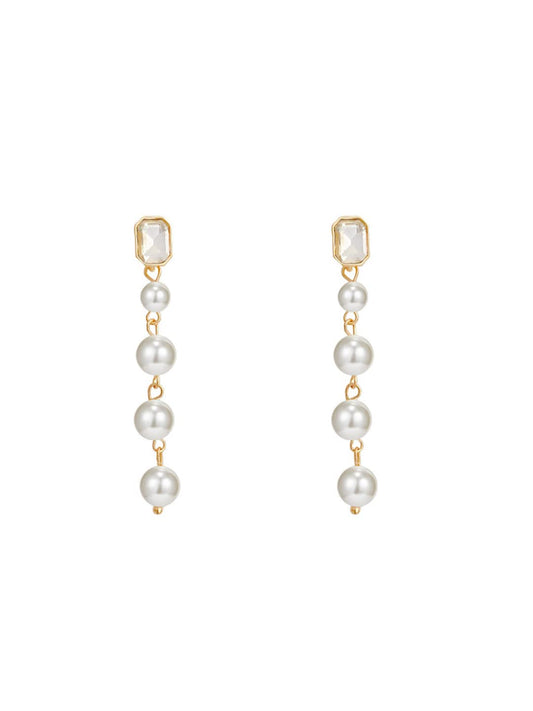 Yellow Chimes Earrings for Women and Girls Fashion White Pearl Dangler | Gold Plated Long Chain Hanging Pearl Dangler Earrings | Birthday Gift for Girls & Women Anniversary Gift for Wife