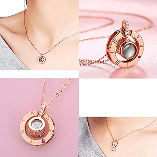 Yellow Chimes Rose Gold Pendant for Women I Love You in 100 Different Languages Chain Pendant Necklace for Women and Girls,Unique Gift.