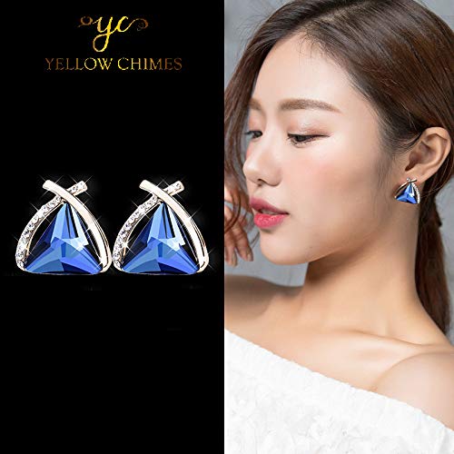 Yellow Chimes Elegant A Grade Crystal Latest Trand 18K Gold Plated Stylish Fancy Stud Earrings for Women and Girl