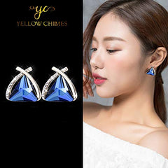 Yellow Chimes Elegant A Grade Crystal Latest Trand 18K Gold Plated Stylish Fancy Stud Earrings for Women and Girl