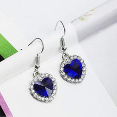 Yellow Chimes Earrings for Women and Girls | Fashion Blue and White Crystal Stone Drop Earring | Sparkling Silver Tone Drop | Heart Shaped Earring | Accessories Jewellery for Women | Birthday Gift for Girls and Women Anniversary Gift for Wife