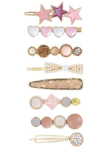 Kairangi Hair Clips for Women Girls Hair Accessories for Women Multicolor Hair Clip 8 Pcs Hair Clips for Girls Shiny Hairclips Alligator Clips Hair Pins for Women and Girls Gift For Women & Girls