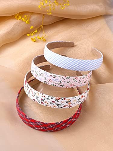 Kairangi Hair Bands for Girls Kids Hair Accessories for Girls Baby Hair Band 4 Pcs Floral Printed Multicolor Hairband for Girls Kids Head Bands for Girls Kids & Toddlers