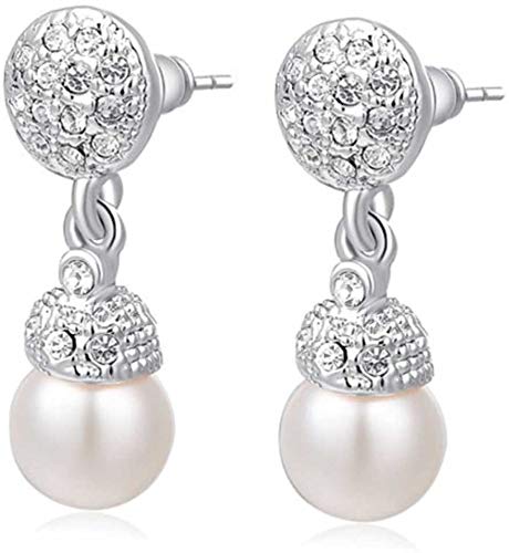 Yellow Chimes Silver Plated Crystal Pearl Drop Earrings for Women and Girls