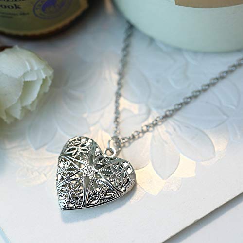 Yellow Chimes Chain Pendant for Women Silver Heart Pendant Glow-in-The-Dark Heart Locket Pendant for Girls and Women.