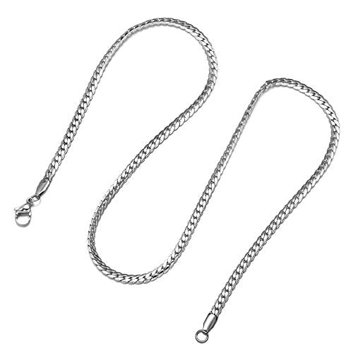 Yellow Chimes Chain for Men and Boys Silver Chain Men Flat Curb Neck Chain for Men | Stainless Steel Chains for Men | Birthday Gift for Men and Boys Anniversary Gift for Husband