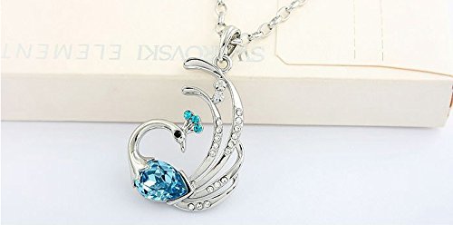 Moxie ❤ Designer Peacock Blue Austrian Cyrstal Peacock Pendant for Girls and Women