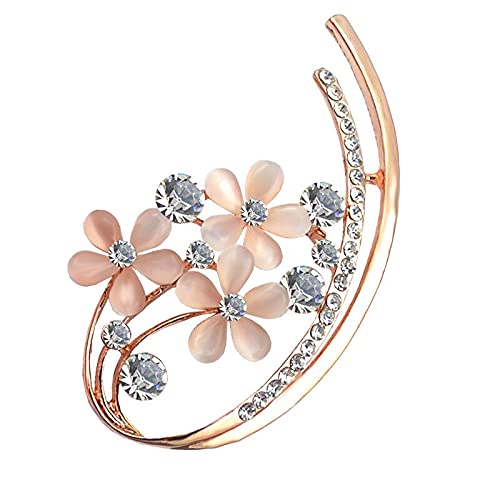 Yellow Chimes Floral Brooch for Women Elegant Rosegold Plated Opal Crystal Floral Brooch for Women and Girls