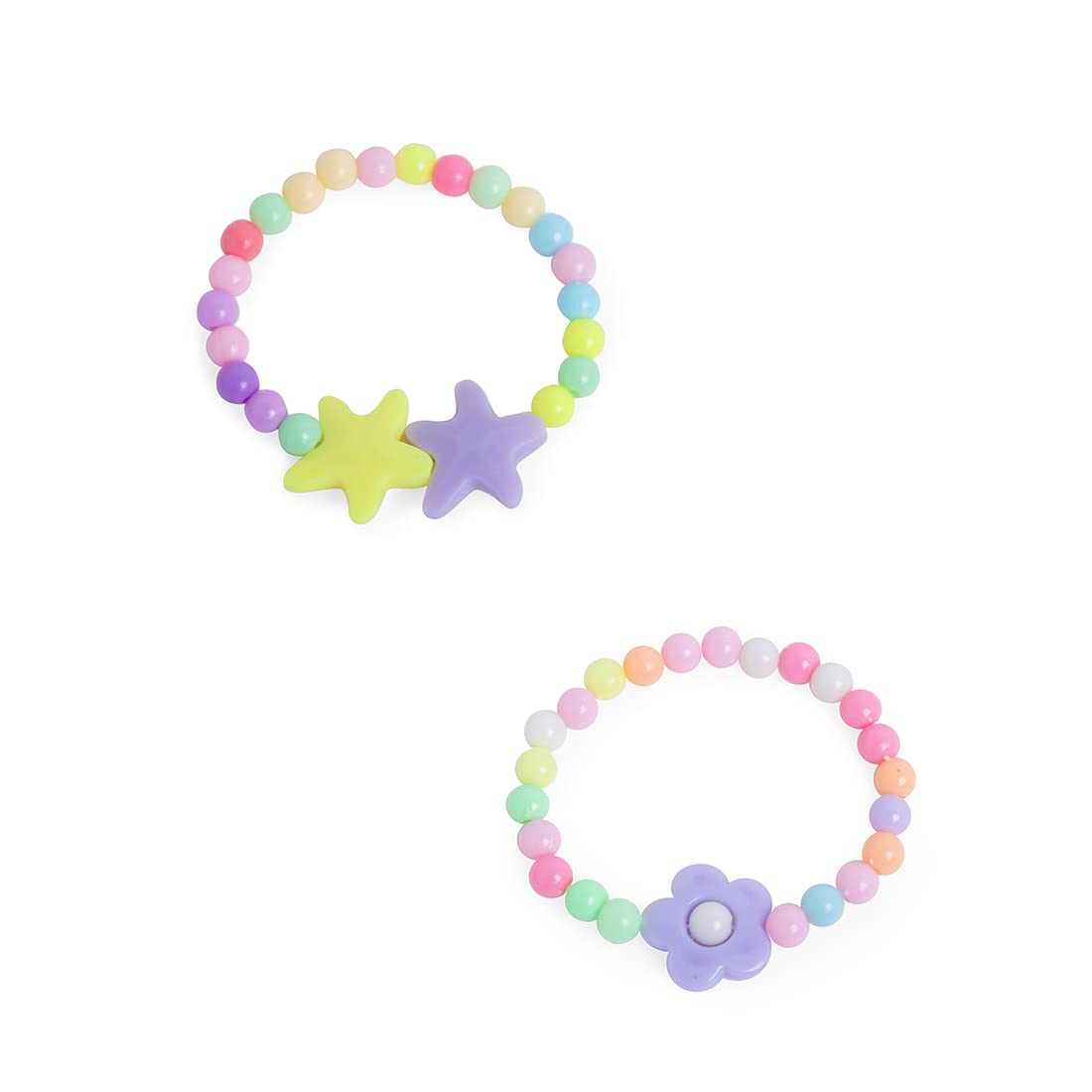 Melbees by Yellow Chimes Jewellery Set for Girls Combo of 2 Pair Colorful Resin Beads Heart Star Design Pendant Bracelet Set Kids Jewellery Set for Girls