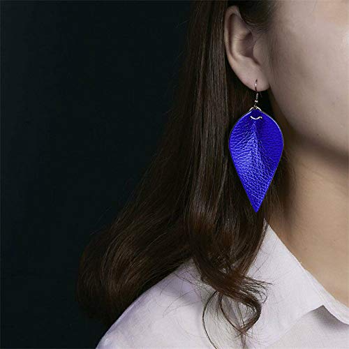 Yellow Chimes Combo of 2 Pairs Teardrop PU Leather Creative Party Ware Bohemia Leaf Dangle Drop Earring for Women and Girls