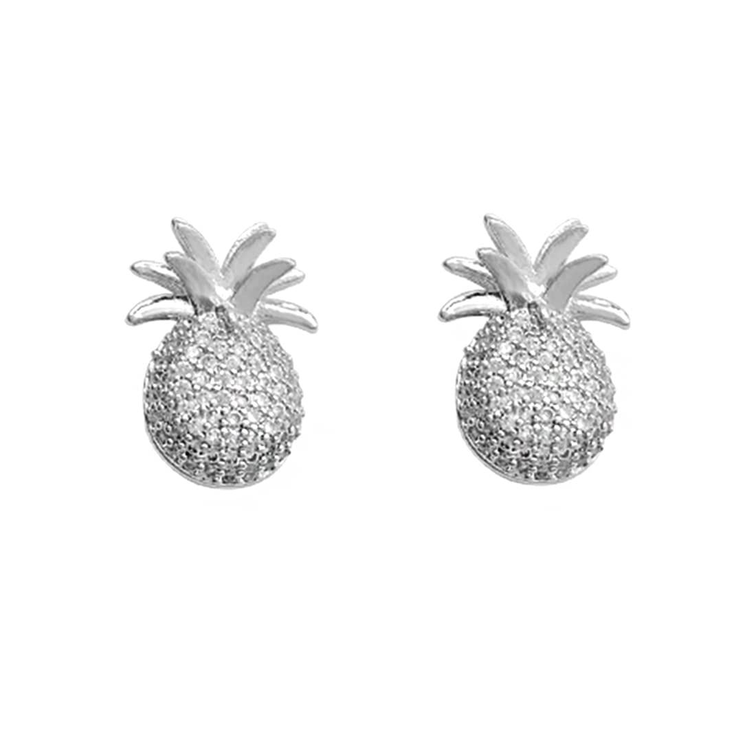 Yellow Chimes Earrings For Women Silver Toned Crystal Studded Pineapple Fruit Shape Stud Earrings For Women and Girls