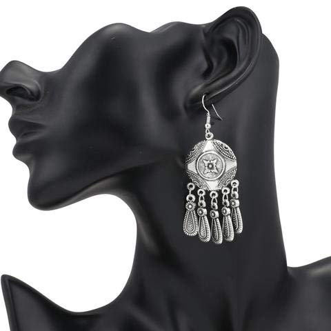 Yellow Chimes Oxidized Silver Combo 2 Pairs Stylish Fancy Traditional Chandbali Earrings For Women & Girls