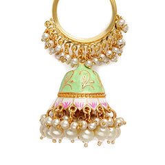 Yellow Chimes Meenakari Jhumka Earrings Handcrafted Stylish Gold toned Traditional Green Jhumka Hoop Earrings for Women and Girls (Green,Gold)