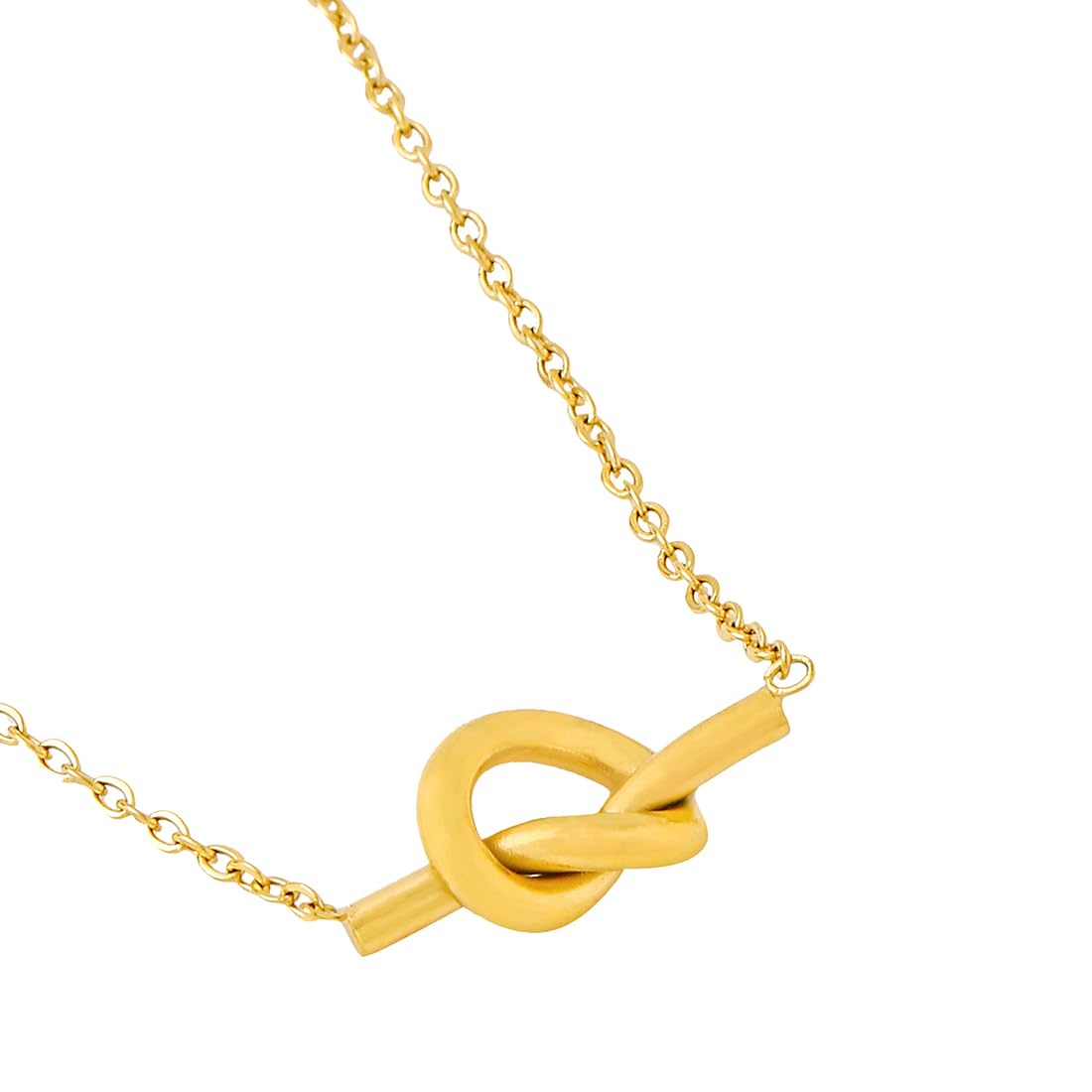 Yellow Chimes Necklace for Women and Girls Fashion Golden Necklace for Women Western | Stainless Steel Gold Plated Hollow Knot Pendant Chain Necklace for Girls | Birthday Gift for Girls & Women