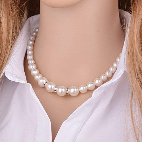 Yellow Chimes White Pearl Necklace Set with Bracelet & Earrings Pearl Jewellery Set for Women (Silver,White) (YCFJNS-221PERL-WH)