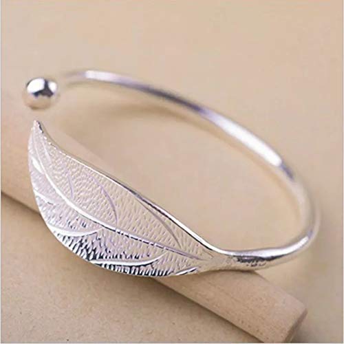 Yellow Chimes Kada Bracelet for Women Magic Open Leaf Shape Silver Plated Adjustable Wrist Band Cuff Bracelet for Women and Girl's