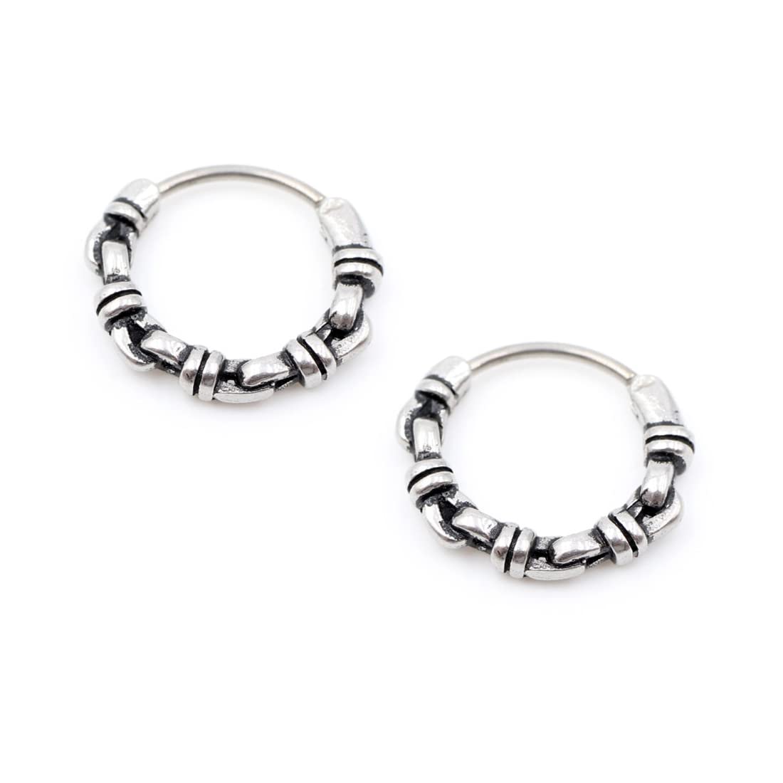 Yellow Chimes Stainless Steel Silver Bali Hoop Earrings for Men and Women