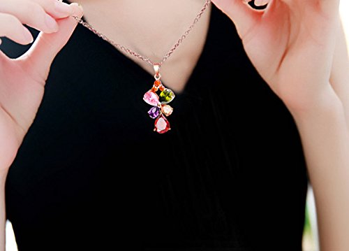 Yellow Chimes Butterfly Flower Swiss Cubic Zircon Rose Gold Plated Pendant for Women and Girls