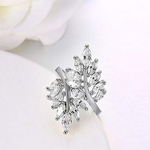 Yellow Chimes Rings for Women White Crystal Rings Beauty-in-Leaves Platinum Plated Adjustable Silver Ring for Women and Girls.