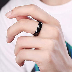 Yellow Chimes Rings for Men Black Band Ring Stainless Steel Ceramic Top Design Band Ring for Men and Boys.