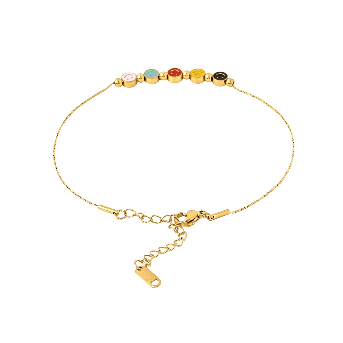 Yellow Chimes Anklets for Women and Girls Fashion Golden Anklets for Women | Gold Plated Smiley Face Anklets Payal for Women | Birthday Gift For Girls & Women Anniversary Gift for Wife