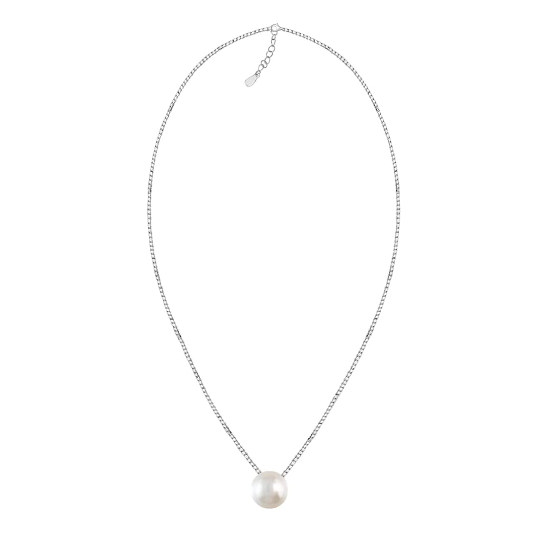 Yellow Chimes 925 Sterling Silver Hallmark and Certified Purity Valentine Special Pearl Pendant with Silver Chain for Women and Girls, Silver, White, Medium