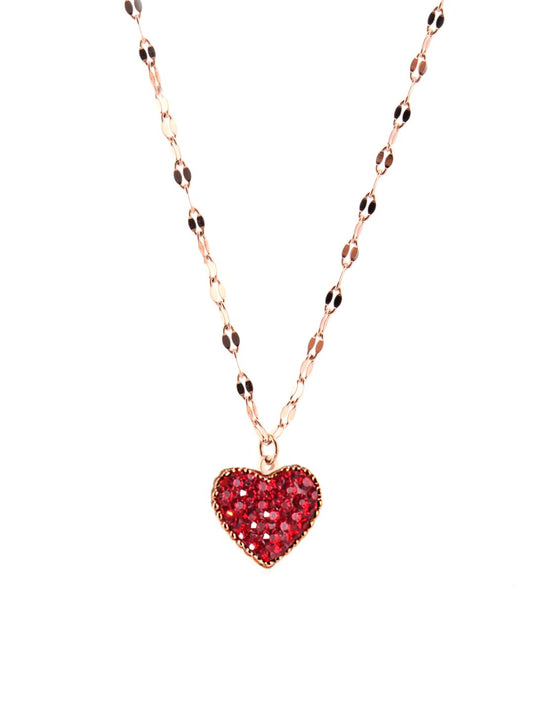 Yellow Chimes Heart Pendant for Women Statement Style Rose Gold Plated Black Red Heart Chain Pendant Necklace for Women and Girls