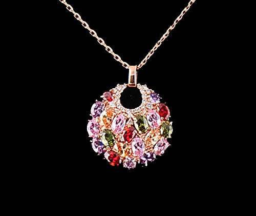 Yellow Chimes Chain Pendant for Women Multicolor Swiss Zircon Crystal Pendant 18k Rose Gold Plated Chain Pendant for women and Girls.