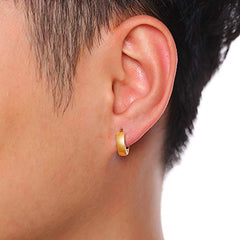 Yellow Chimes Earrings for Men and Boys | Fashion Gold Plated Smooth Finished | Stainless Steel Small Huggie Hoop Earring | Accessories Jewellery for Men | Birthday Gift for Men and Boys Anniversary Gift for Husband