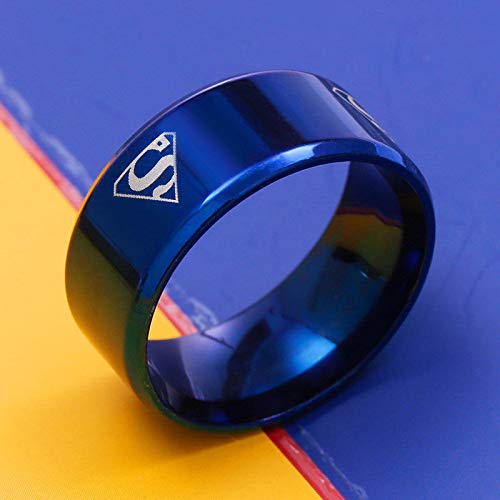 Yellow Chimes Ring for Boys Titanium Superman Stylish Stainless Steel Blue Band Designed Ring for Men and Boys