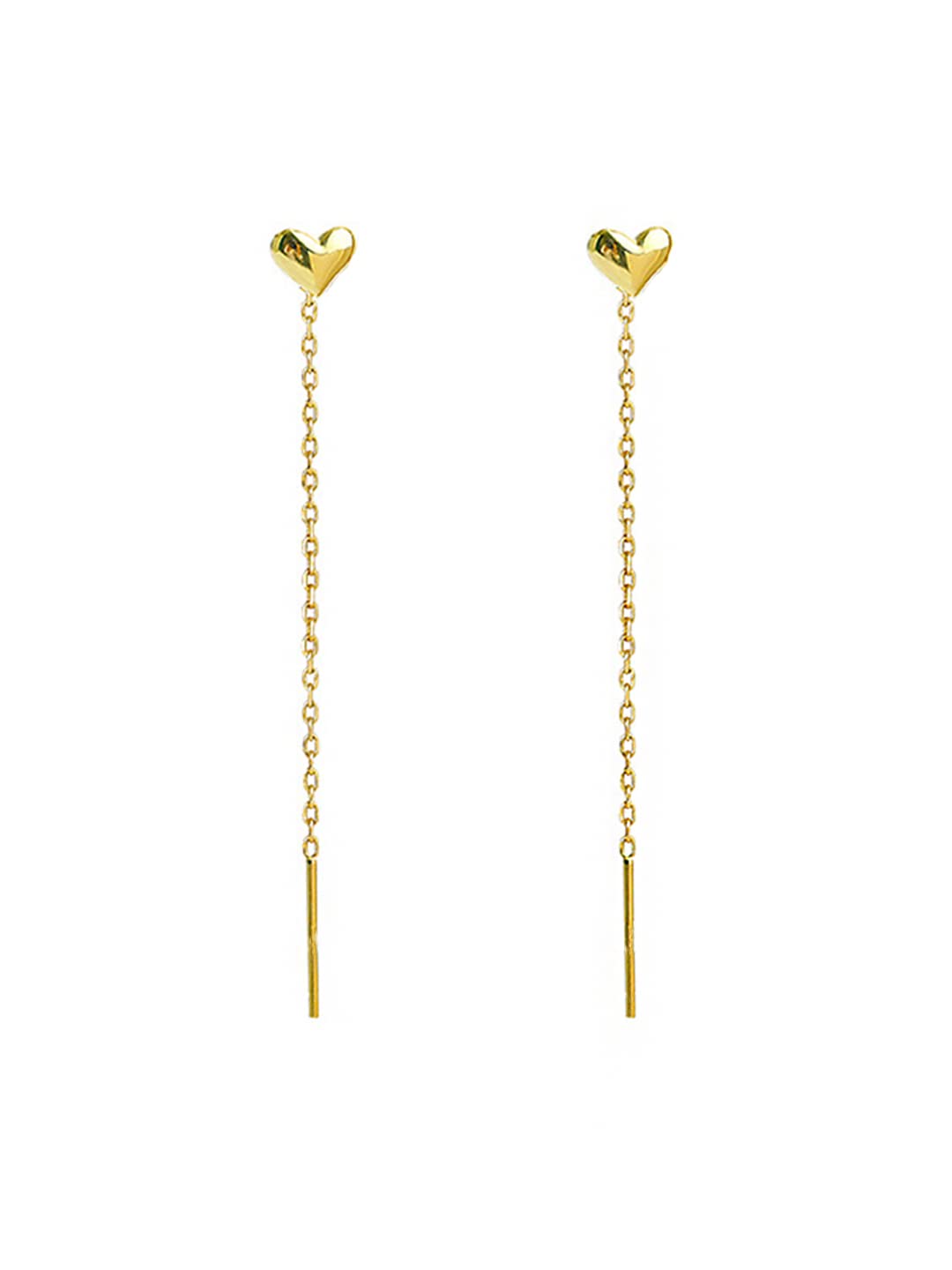 Yellow Chimes Threader Earrings for Women Gold Plated Heart Shaped Long Chain Threader Earrings For Women and Girls