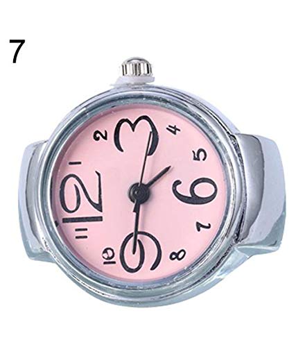 Yellow Chimes Stainless-Steel Base Metal Pink Dial Analog Stretchable Women's Watch Ring