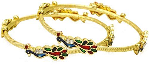 Yellow Chimes of 2 PCS Exclusive Latest Meenakari Crafted Traditional Bangles for Women and Girls (2.6)