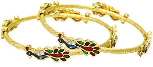 Yellow Chimes Of 2 PCS Exclusive Latest Meenakari Crafted Traditional Bangles For Women And Girls (2.4)