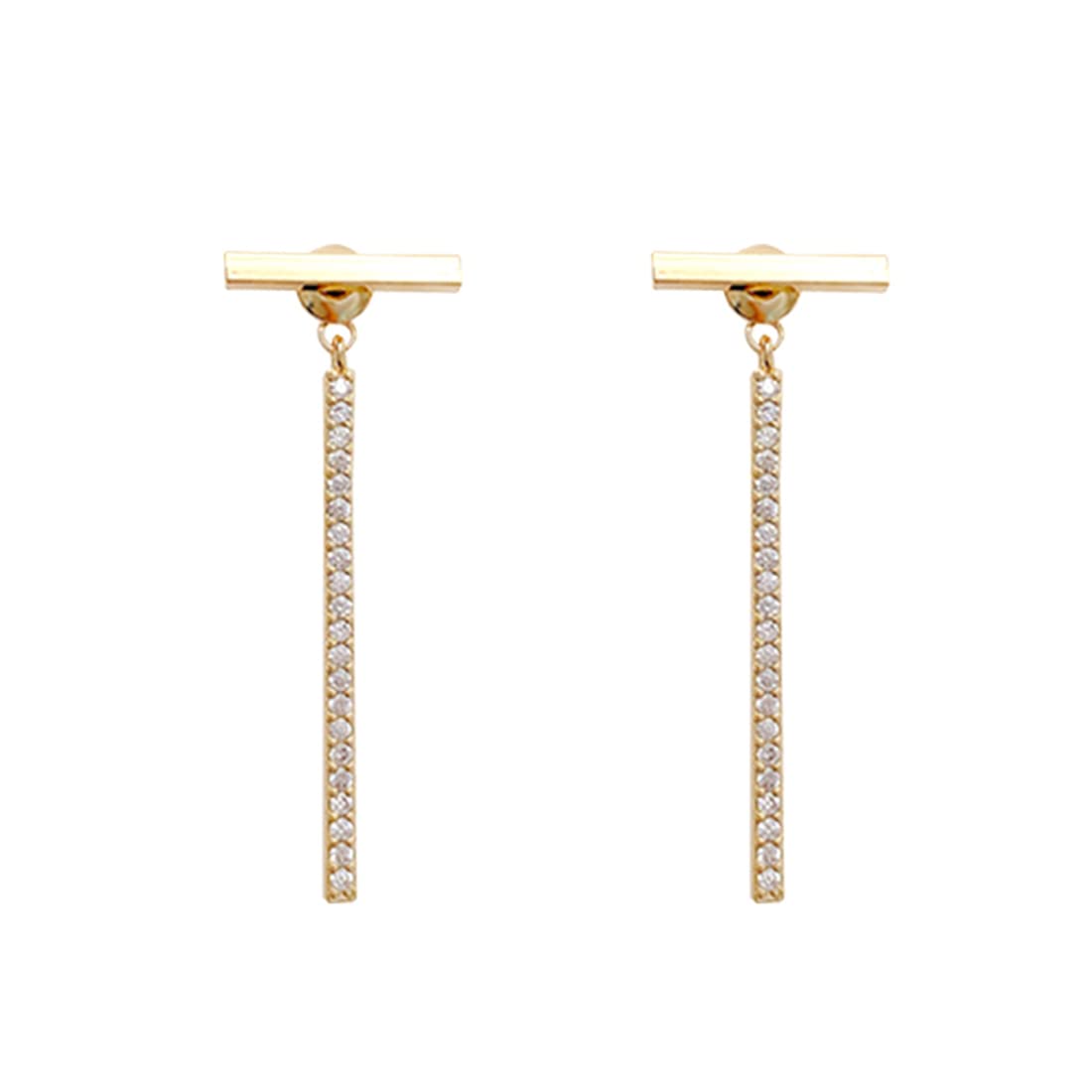 Yellow Chimes Earrings For Women Gold Tone Stud With Linear Crystal Studded Chain Back Drop Earrings For Women and Girls