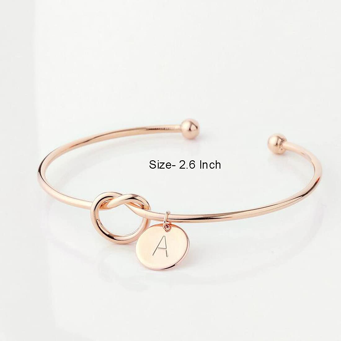 Yellow Chimes Bracelet for Women Charming Knot Heart Alphabet Letter's 'A' Initial Rose Gold Plated Cuff Bangle Best Gift Love Proposal Bracelet for Women and Girls (A,Letter)