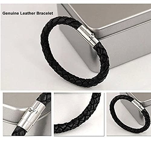 Yellow Chimes Leather Bracelet for Men Handcrafted Braided Black Leather Wrist Band Bracelet for Men and Boys