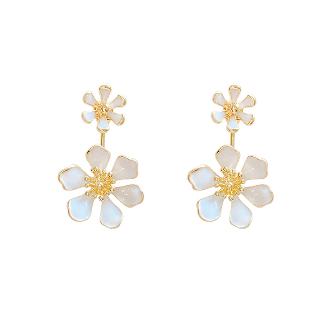 Yellow Chimes Earrings For Women Gold Tone White Double Drop Flower Designed Earrings For Women and Girls