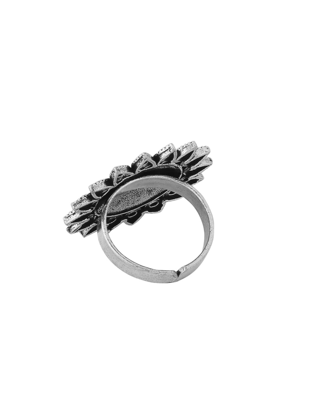 Yellow Chimes Rings for Women and Girls | Traditional Silver Oxidised Ring Set | Big Charm Floral Oxidised Rings for Girls | Floral Shaped Combo for Women | Accessories Jewellery for Women | Birthday Gift for Girls and Women Anniversary Gift for Wife