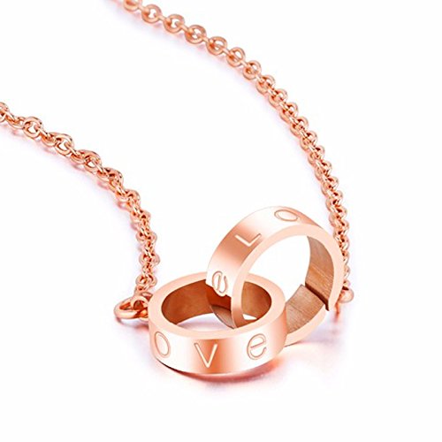 Yellow Chimes Western Fate Love Dual Ring Style Rose Gold Stainless Steel Never Fading Pendant for Women & Girls