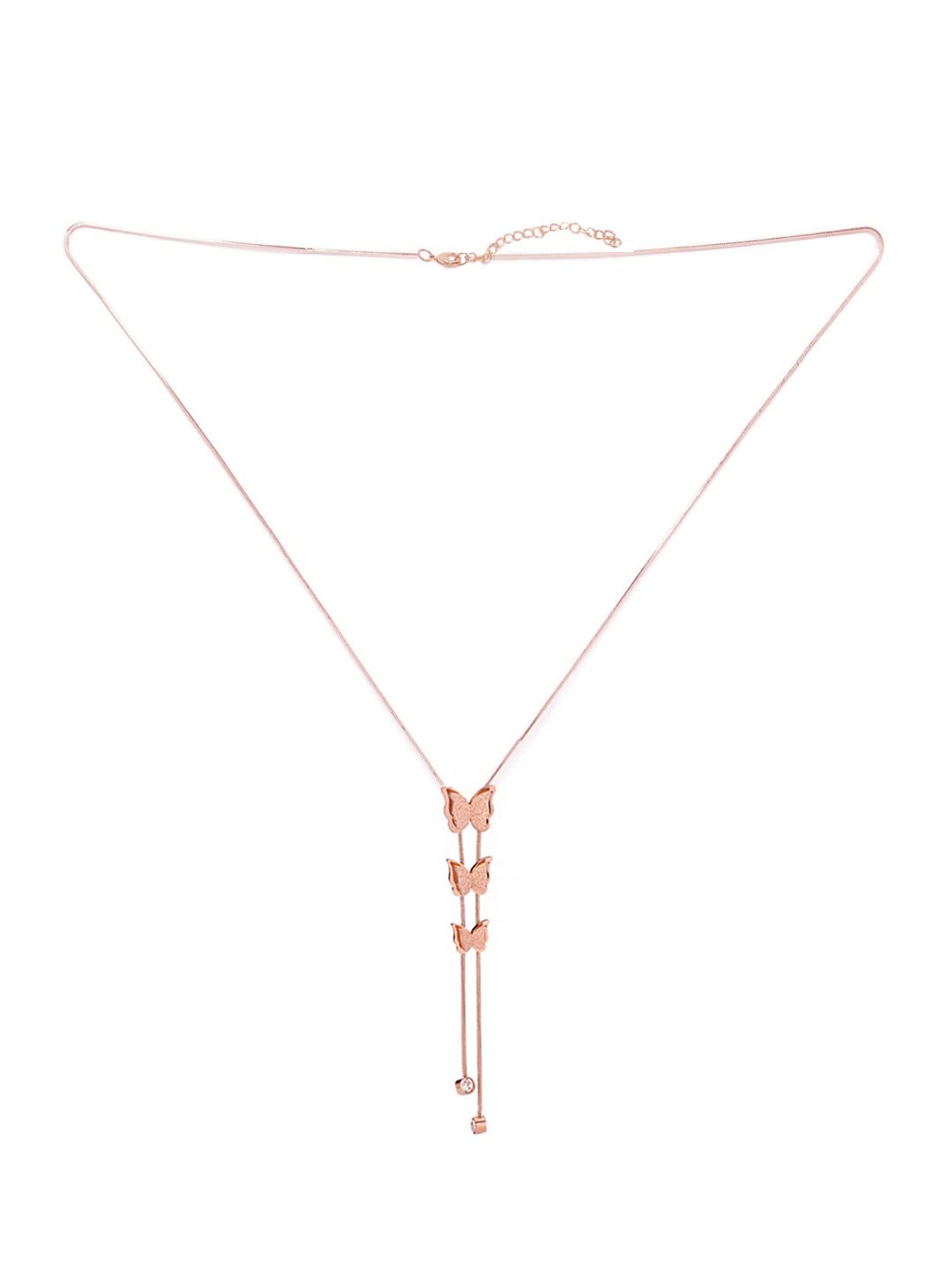 Yellow Chimes Butterfly Pendant for Women Stainless Steel Rose Gold-Plated Butterfly Chain Pendant Necklace For Women and Girls.