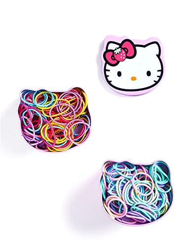 Kairangi Hair Rubber Bands for Girls Kids Hair Accessories for Girls Set of 200 Pcs Rubberbands Multicolor Soft & Stretchy Small Ponytail Holders with Kitty Tin Storage Box for Girls Kids