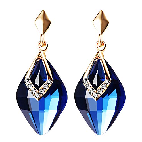 Yellow Chimes Drop Earrings for Women Elegant Gold Plated Blue Crystal Drop Earrings for Women and Girls.