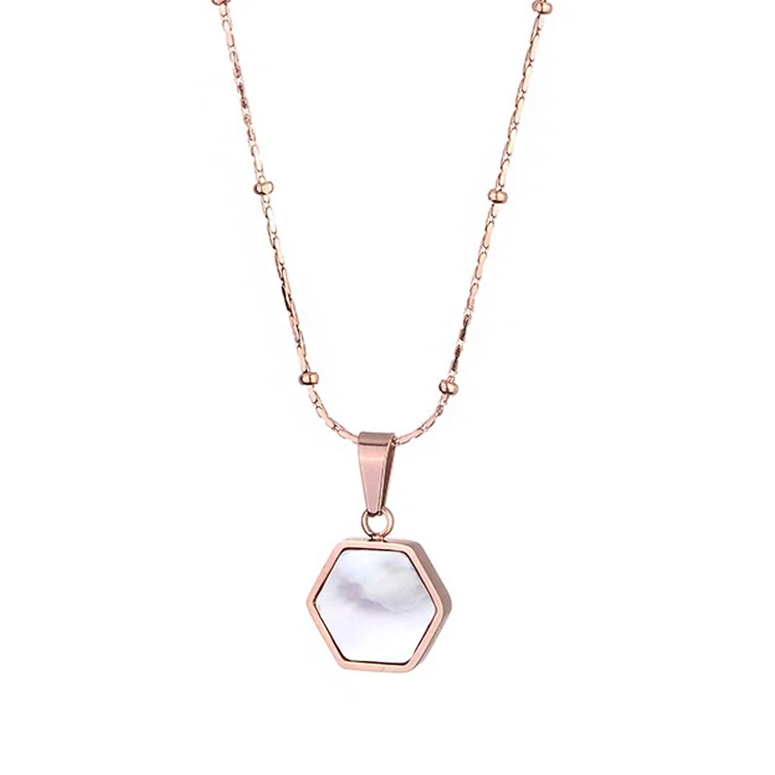 Yellow Chimes Chian Pendant for Women Rose Gold-Plated Stainless Steel White Charm Chain Pendant Necklace For Women and Girls