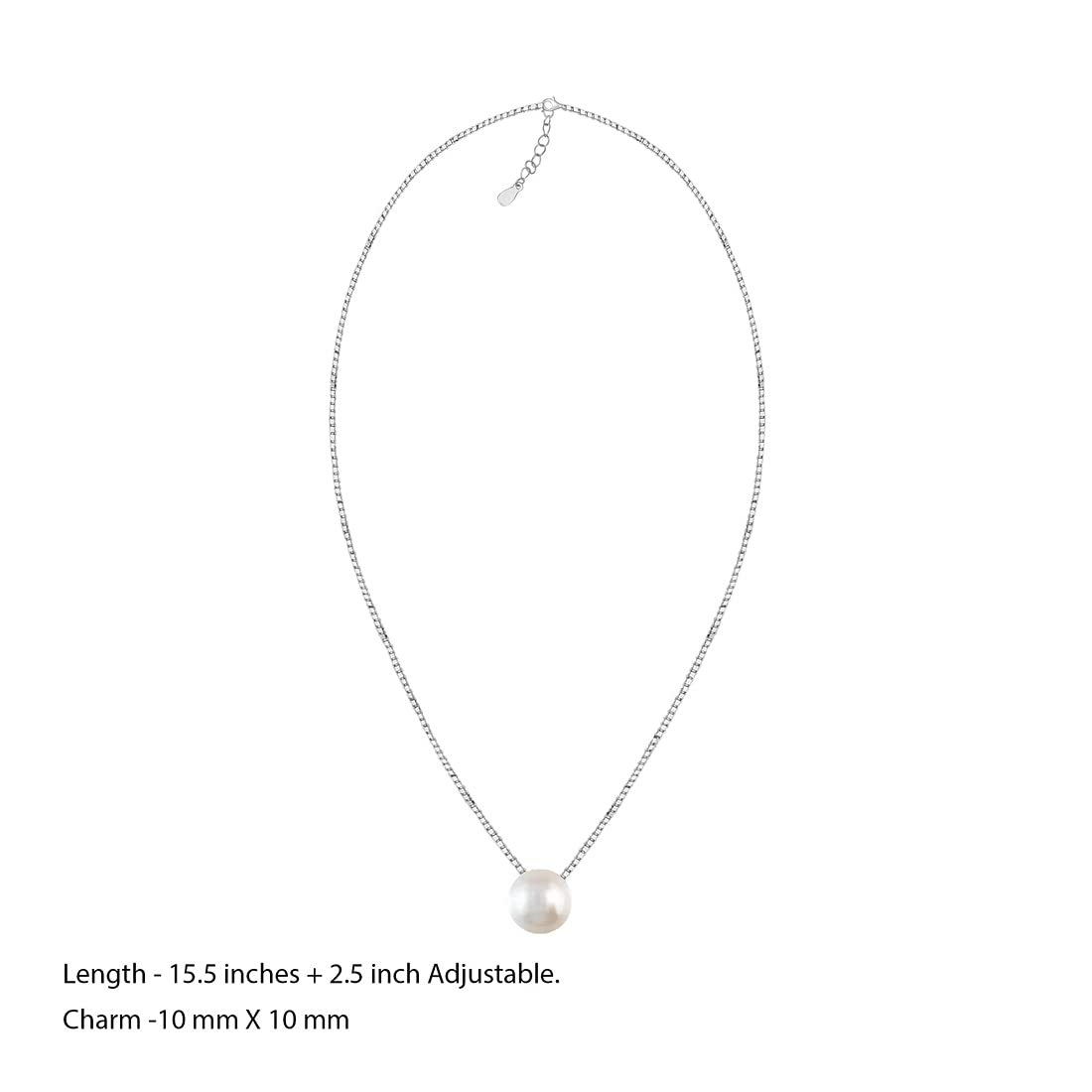 Yellow Chimes 925 Sterling Silver Hallmark and Certified Purity Valentine Special Pearl Pendant with Silver Chain for Women and Girls, Silver, White, Medium