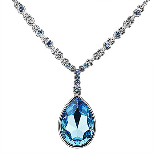 Yellow Chimes Crystals from Swarovski Meringue Blue Crystal Necklace Pendant for Women and Girls