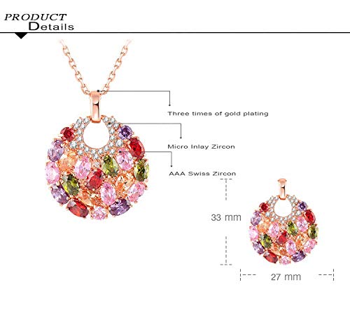 Yellow Chimes Chain Pendant for Women Multicolor Swiss Zircon Crystal Pendant 18k Rose Gold Plated Chain Pendant for women and Girls.